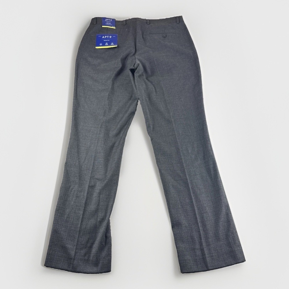 Apt 9 Premier Flex Dress Suit Pants Men 32x30 Gray Striped Extra Slim Slacks NEW